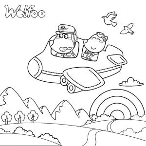 Wolfoo boyama sayfası,  coloring page, Wolfoo uçakta, 