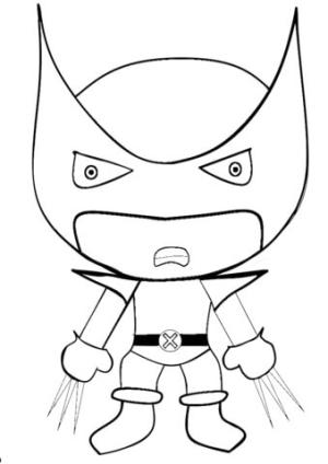 Wolverine boyama sayfası,  coloring page, Chibi Wolverine Çizimi, 