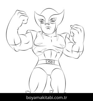 Wolverine boyama sayfası – çizgi film temalı, basit çizim