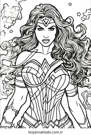 Wonder Woman boyama sayfası – boyama çalışması, yaratıcılığı geliştirir