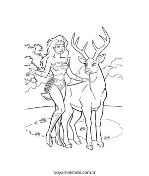 Wonder Woman boyama sayfası – çizgi film temalı, basit çizim