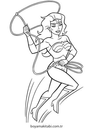 Wonder Woman boyama sayfası – eğlenceli etkinlik, el becerilerini geliştirir