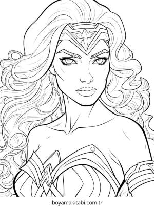 Wonder Woman boyama sayfası – PDF indir, sevimli karakter