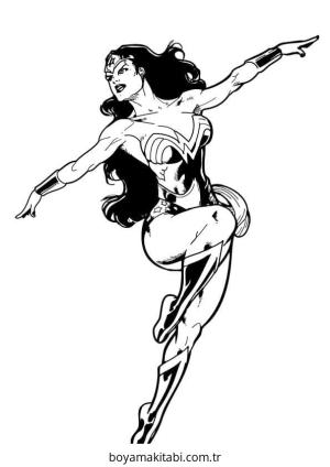 Wonder Woman boyama sayfası – kolay boyama, eğitici aktivite