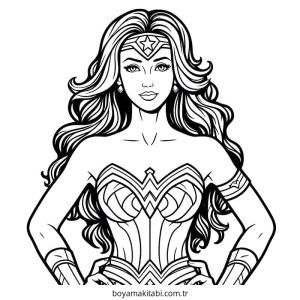 Wonder Woman boyama sayfası – keyifli zaman, renkli çizimler