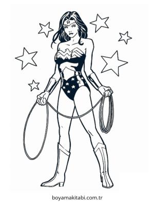 Wonder Woman boyama sayfası – el becerilerini geliştirir, boyama çalışması
