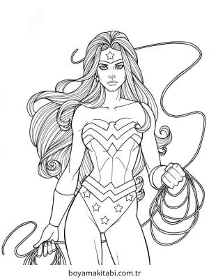 Wonder Woman boyama sayfası – yaratıcılığı geliştirir, keyifli zaman