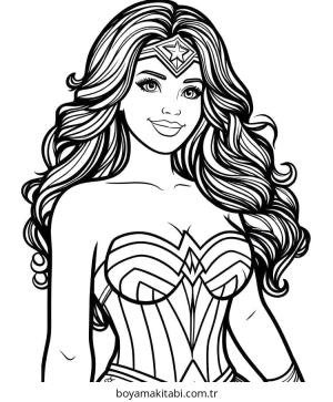 Wonder Woman boyama sayfası – renkli çizimler, okul öncesi
