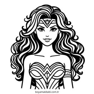 Wonder Woman boyama sayfası – basit çizim, kolay boyama