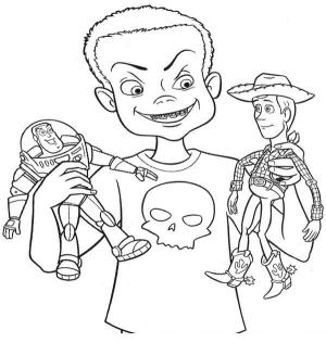 Woody boyama sayfası,  coloring page, Buzz ve Woody Tutan çocuk, 