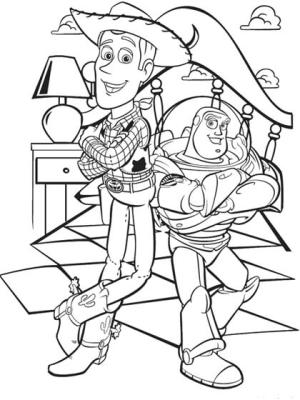 Woody boyama sayfası,  coloring page, Woody ve Buzz Gülen, 