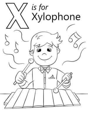 X Harfi boyama sayfası,  coloring page, Ksilofon Çocuk Harfi X, 