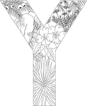 Y Harfi boyama sayfası,  coloring page, Yaprak Y Harfi, 