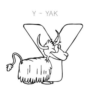 Y Harfi boyama sayfası,  coloring page, Yak Sevimli Harf Y, 