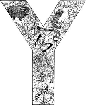 Y Harfi boyama sayfası,  coloring page, Hayvanlı Y Harfi, 