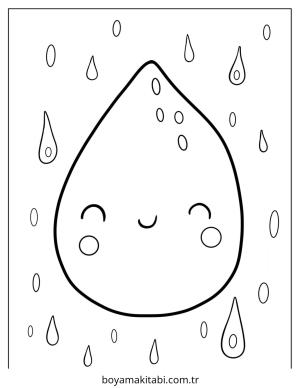 Yağmur boyama sayfası – renkli çizimler, okul öncesi