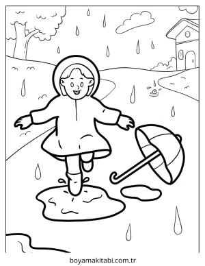 Yağmur boyama sayfası – ücretsiz yazdır, boyama etkinliği