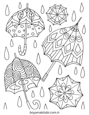 Yağmur boyama sayfası – boyama çalışması, yaratıcılığı geliştirir