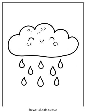 Yağmur boyama sayfası – boyama etkinliği, çocuk aktivitesi