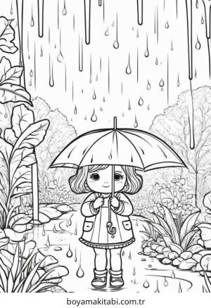 Yağmur boyama sayfası – yaratıcılık, eğlenceli etkinlik