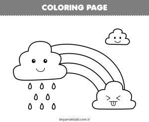 Yağmur boyama sayfası – PDF indir, sevimli karakter