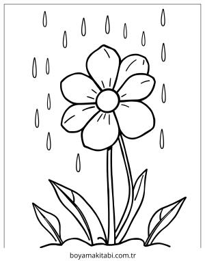 Yağmur boyama sayfası – çizgi film temalı, basit çizim