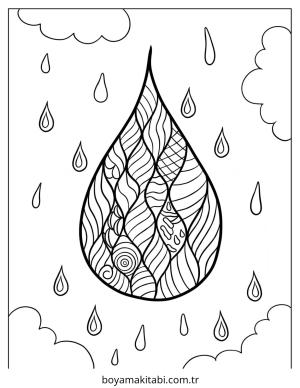 Yağmur boyama sayfası – okul öncesi, evde etkinlik