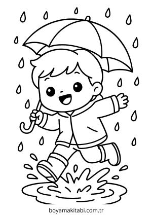 Yağmur boyama sayfası – yaratıcılık, eğlenceli etkinlik