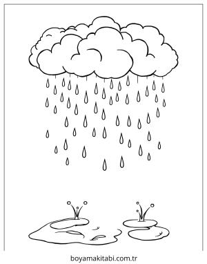 Yağmur boyama sayfası – kolay boyama, eğitici aktivite
