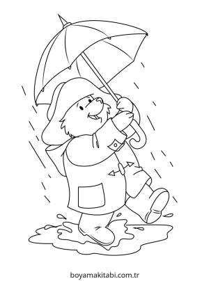 Yağmur boyama sayfası – basit çizim, kolay boyama