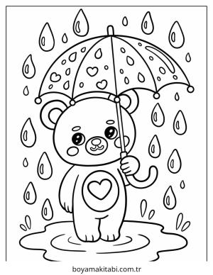 Yağmur boyama sayfası – sanatsal çalışma, çocuklar için