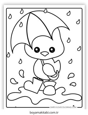 Yağmur boyama sayfası – sanatsal çalışma, çocuklar için