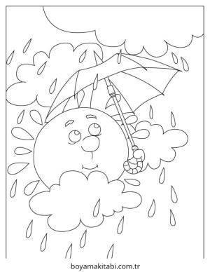 Yağmur boyama sayfası – eğitici aktivite, yaratıcılık