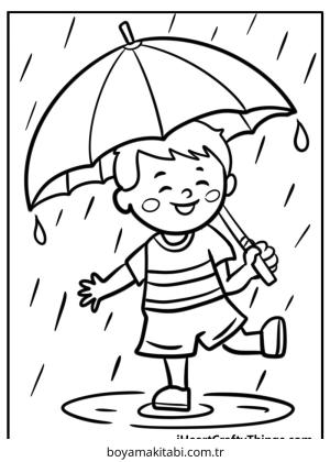 Yağmur boyama sayfası – boyama çalışması, yaratıcılığı geliştirir