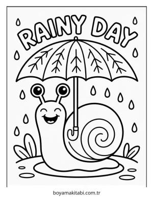 Yağmur boyama sayfası – çocuklar için, çizgi film temalı