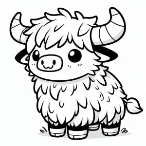 Yak boyama sayfası,  coloring page, Yak chibi çiz, 