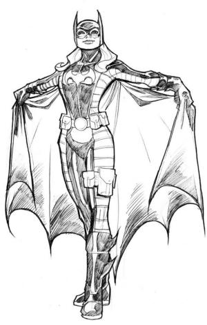 Yarasa Kız boyama sayfası,  coloring page, Batgirl Karakalem, 