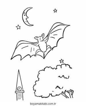 Yarasa boyama sayfası – kolay boyama, eğitici aktivite
