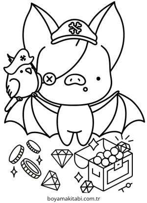 Yarasa boyama sayfası – sevimli karakter, sanatsal çalışma