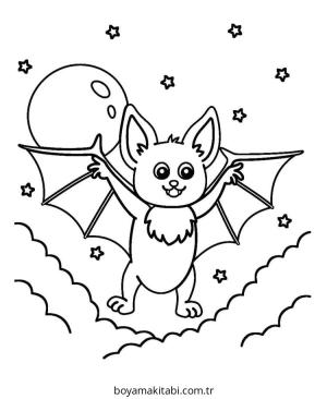 Yarasa boyama sayfası – çocuklar için, çizgi film temalı