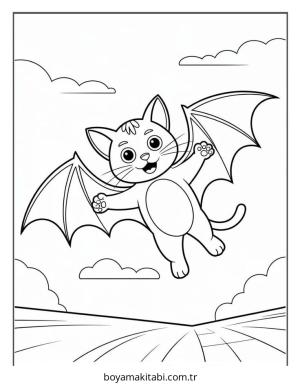 Yarasa boyama sayfası – kolay boyama, eğitici aktivite