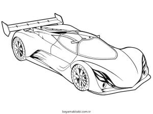 Yarış Arabası boyama sayfası – eğlenceli etkinlik, el becerilerini geliştirir