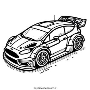 Yarış Arabası boyama sayfası – el becerilerini geliştirir, boyama çalışması