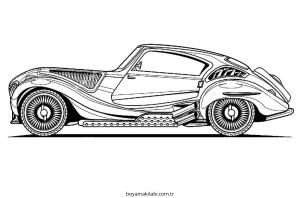 Yarış Arabası boyama sayfası – sevimli karakter, sanatsal çalışma