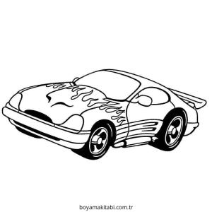 Yarış Arabası boyama sayfası – çizgi film temalı, basit çizim