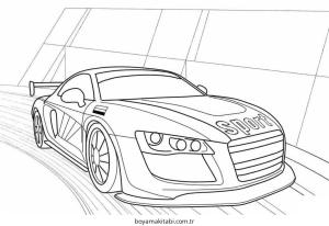 Yarış Arabası boyama sayfası – çocuk aktivitesi, PDF indir