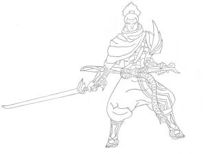 Yasuo boyama sayfası,  coloring page, Yasuo Ve Kılıç, 