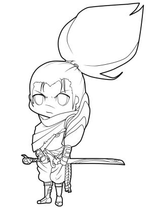 Yasuo boyama sayfası,  coloring page, Chibi Yasuo, 