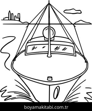 Yat boyama sayfası – çizgi film temalı, basit çizim