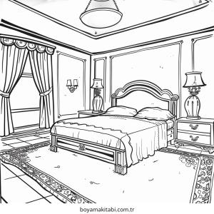 Yatak Odası boyama sayfası – eğitici aktivite, yaratıcılık